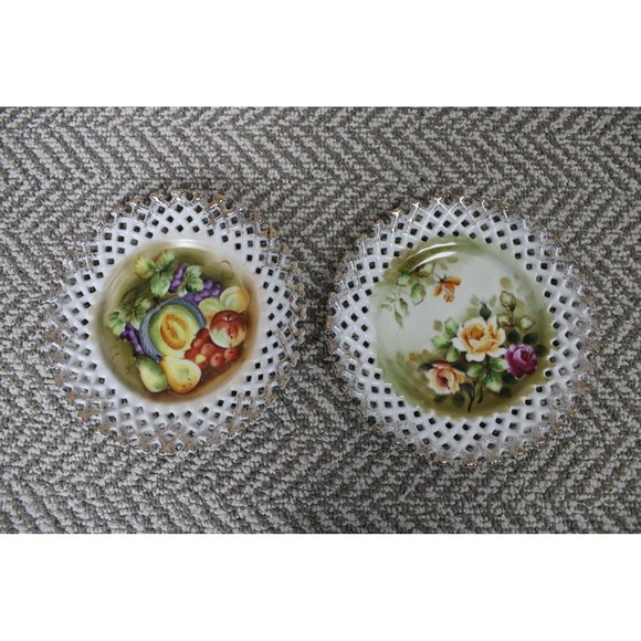 2 Decorative Porcelain Norcrest Japan Hand Painted Plates - Picture 1 of 9